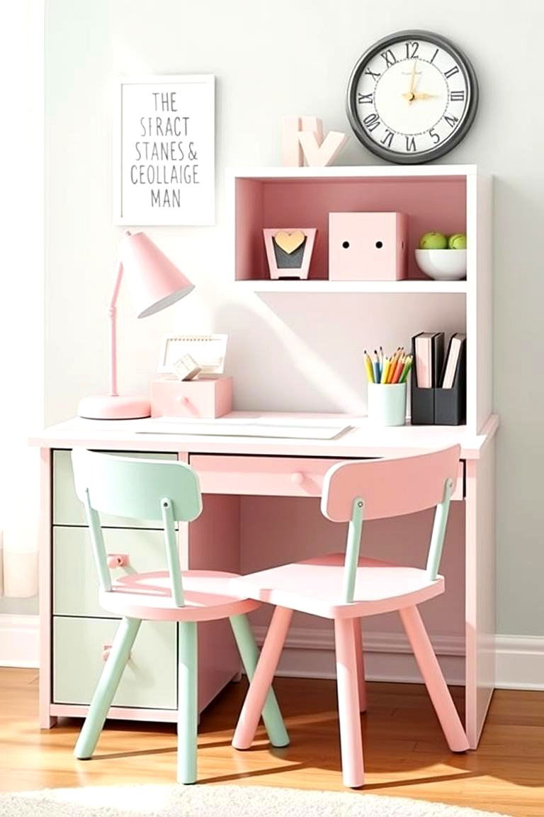 Chic Mini Desk Setup - 24 Pink and Green Nursery Ideas