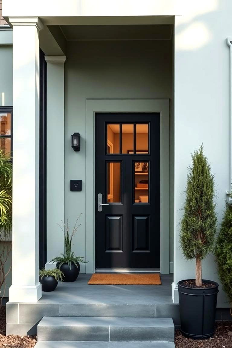 Chic Minimalist Style - 24 Sage Green House With Black Door