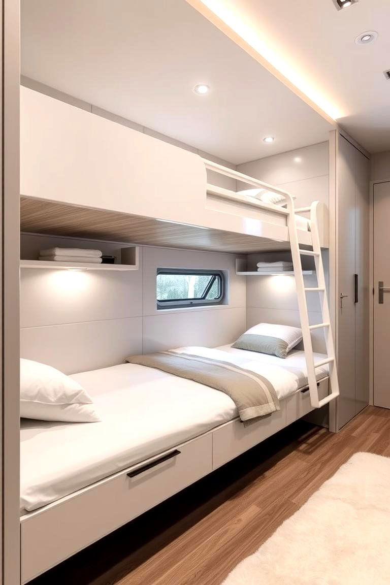 Chic Modern Bunk Room with Sleek Finishes - 24 bunk room ideas