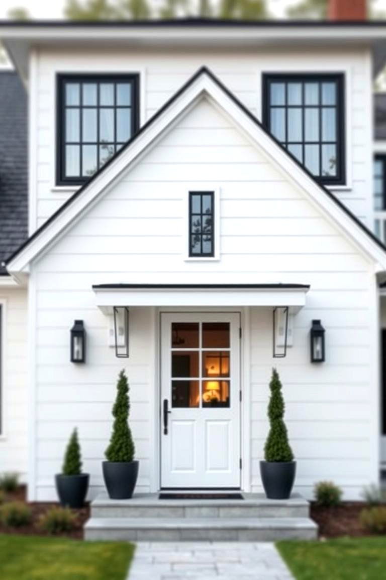 Chic Modern Farmhouse - 24 White Farmhouse With Black Windows Ideas
