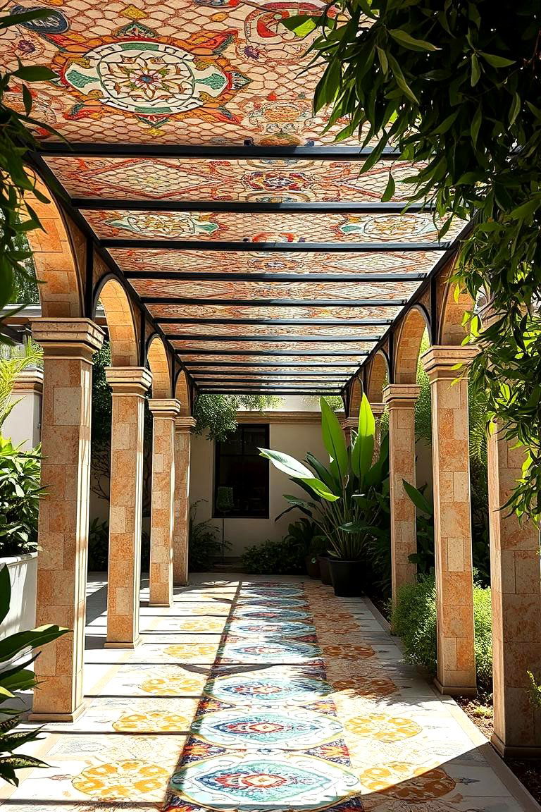 Chic Mosaic Tile Covered Walkway - 24 Covered Walkway Ideas