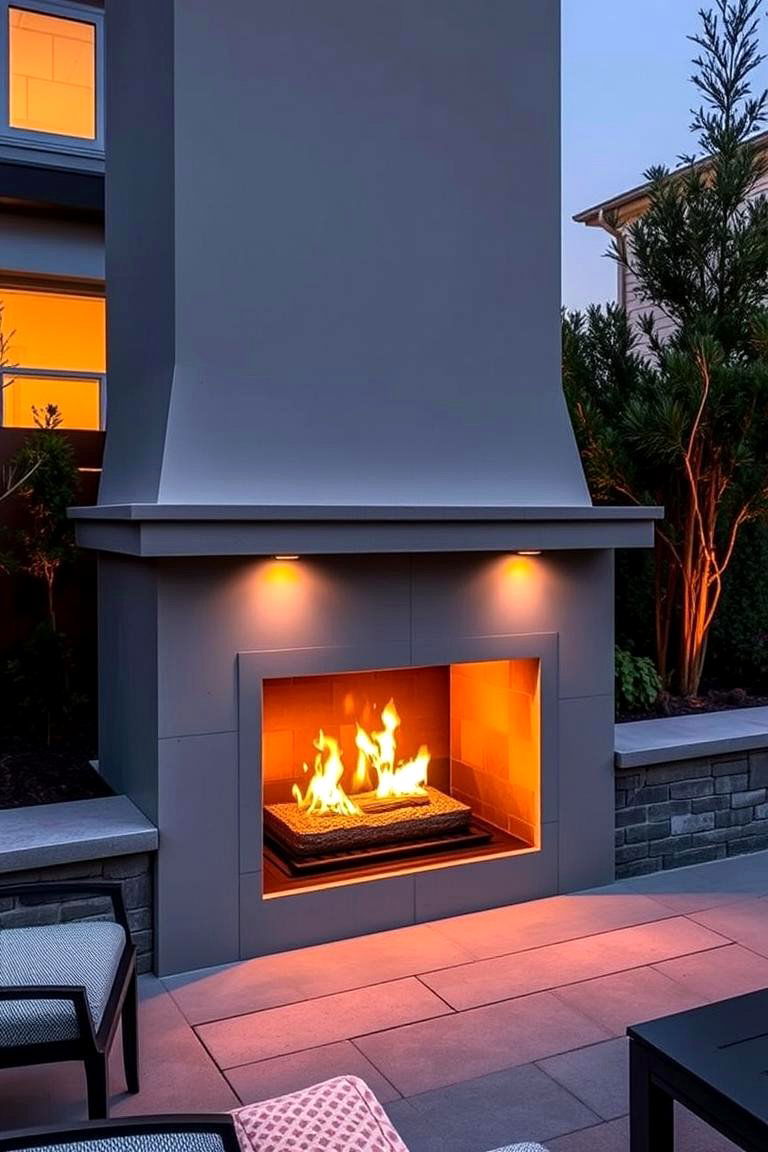 Chic Outdoor Fireplace with Mantel - 24 Outdoor Corner Fireplace Ideas