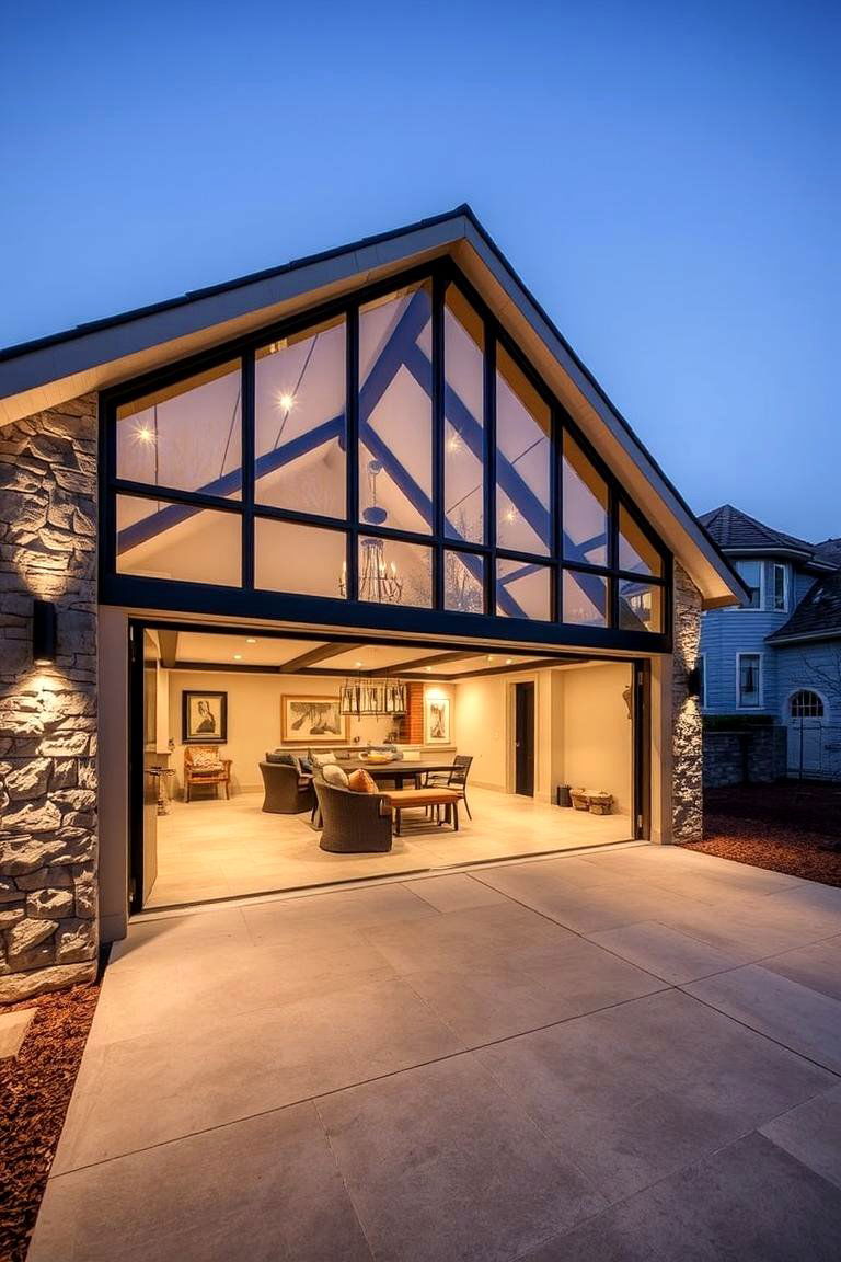Chic Outdoor Garage Extension - 24 Detached Garage Ideas
