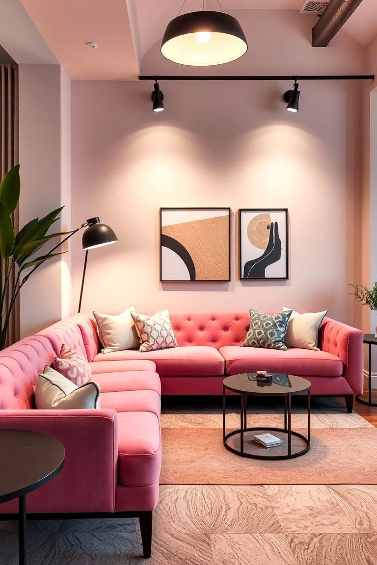 Chic Pink Lounge - 24 Pink Couch Living Room Ideas
