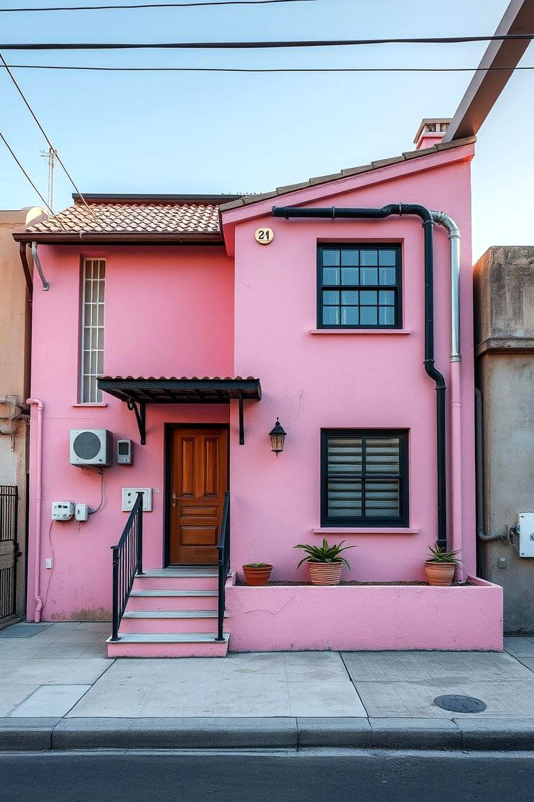 Chic Pink with Industrial Elements - 24 Pink House Exterior Ideas