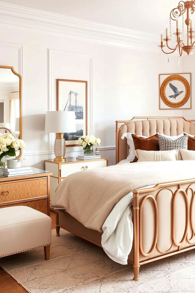 Chic Rose Gold Furniture Accents - 24 Rose Gold Bedroom Ideas