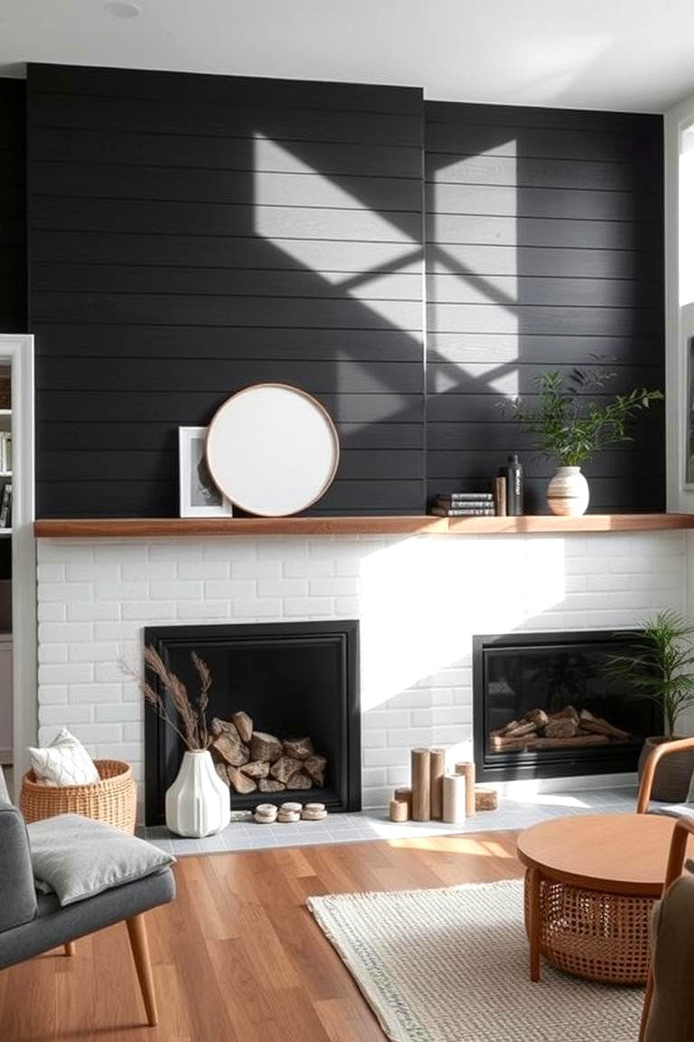 Chic Scandinavian Simplicity - 24 Black Shiplap Fireplace Ideas
