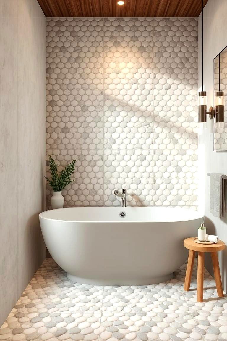 Chic Serenity - 24 Pebble Tile Bathroom Ideas