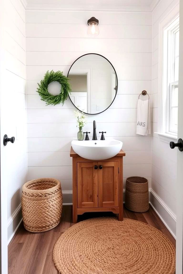 Chic Shiplap Wainscoting - 24 Powder Room Wainscoting Ideas