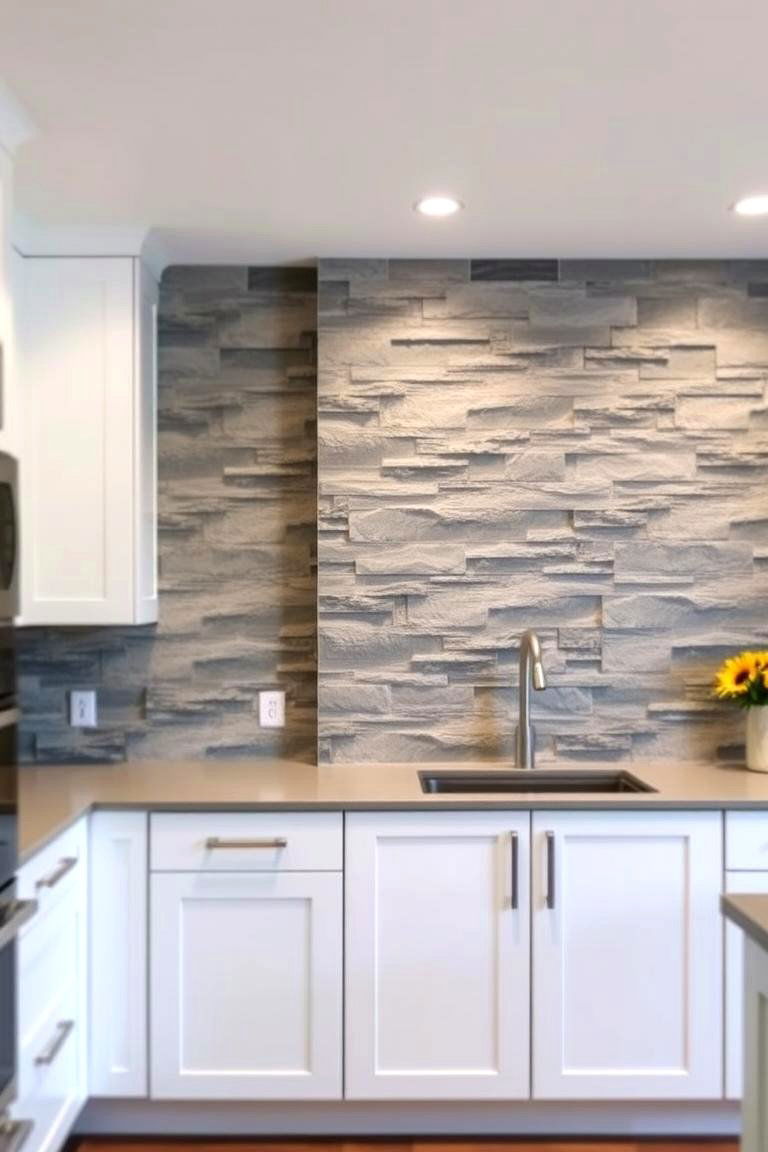 Chic Stone Cladding - 24 Kitchen Accent Wall Ideas