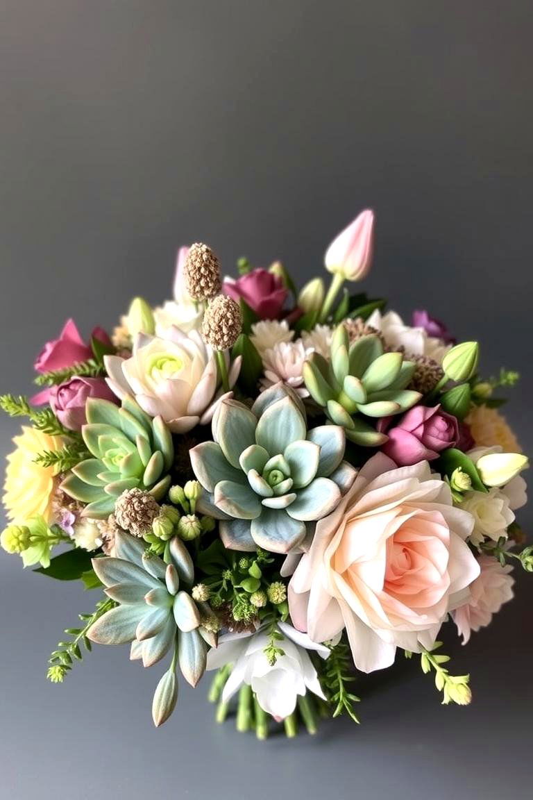 Chic Succulent Bouquet - 24 Wedding Bouquet Ideas