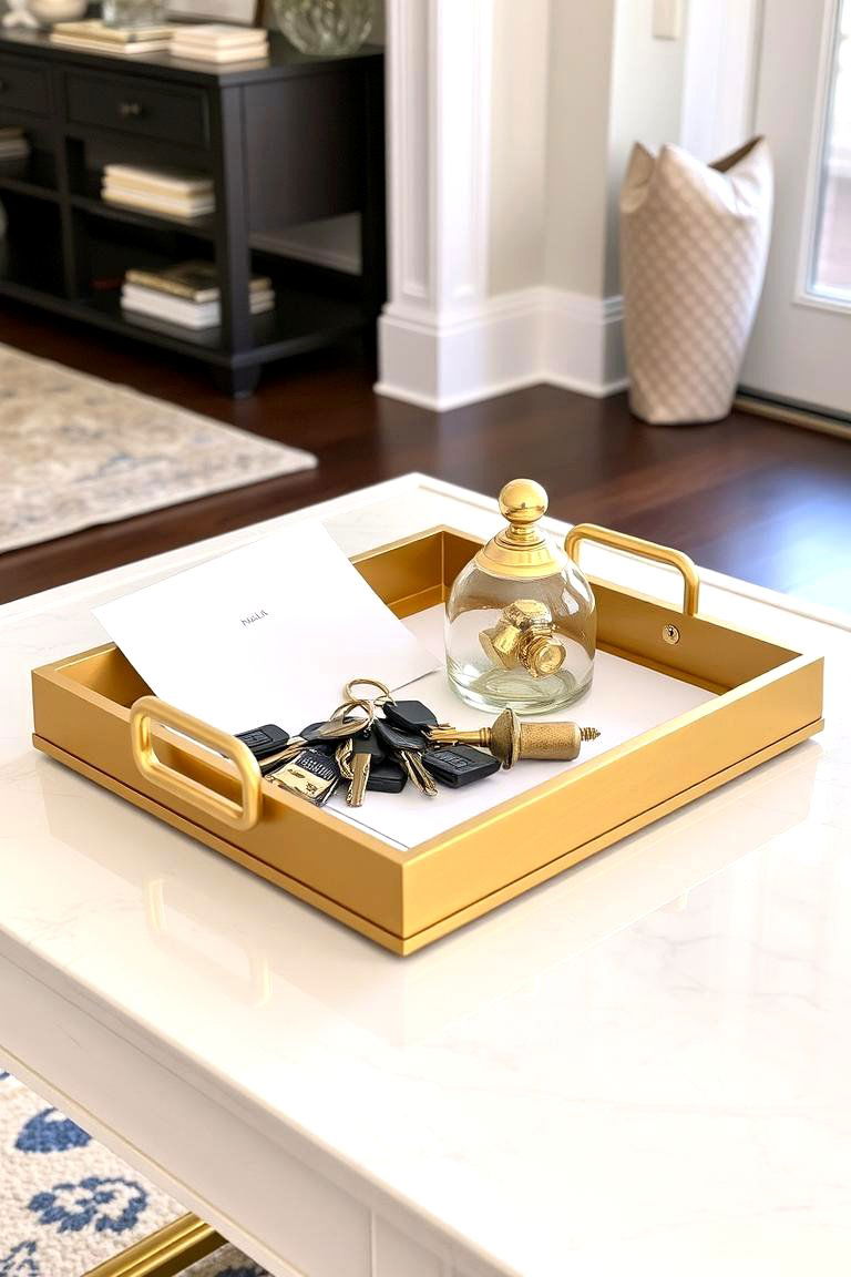 Chic Tray for Organization - 24 entryway table decor ideas