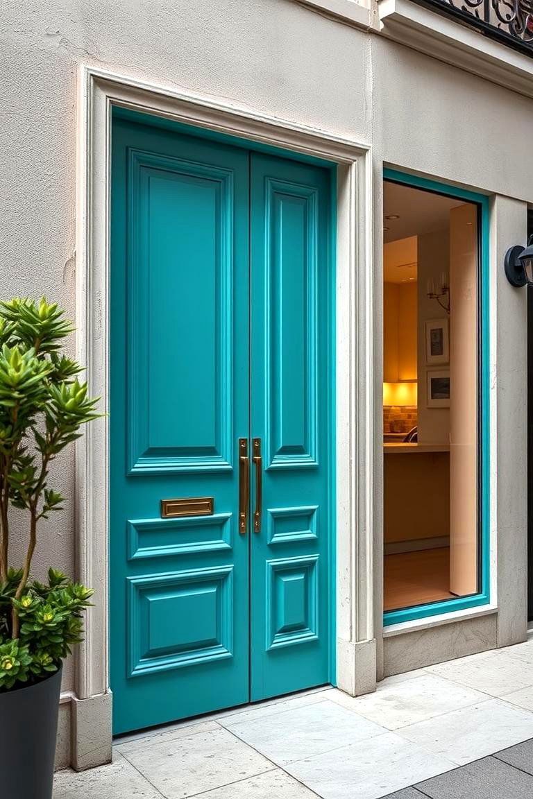 Chic Turquoise Detailing - 24 Turquoise Front Door Ideas