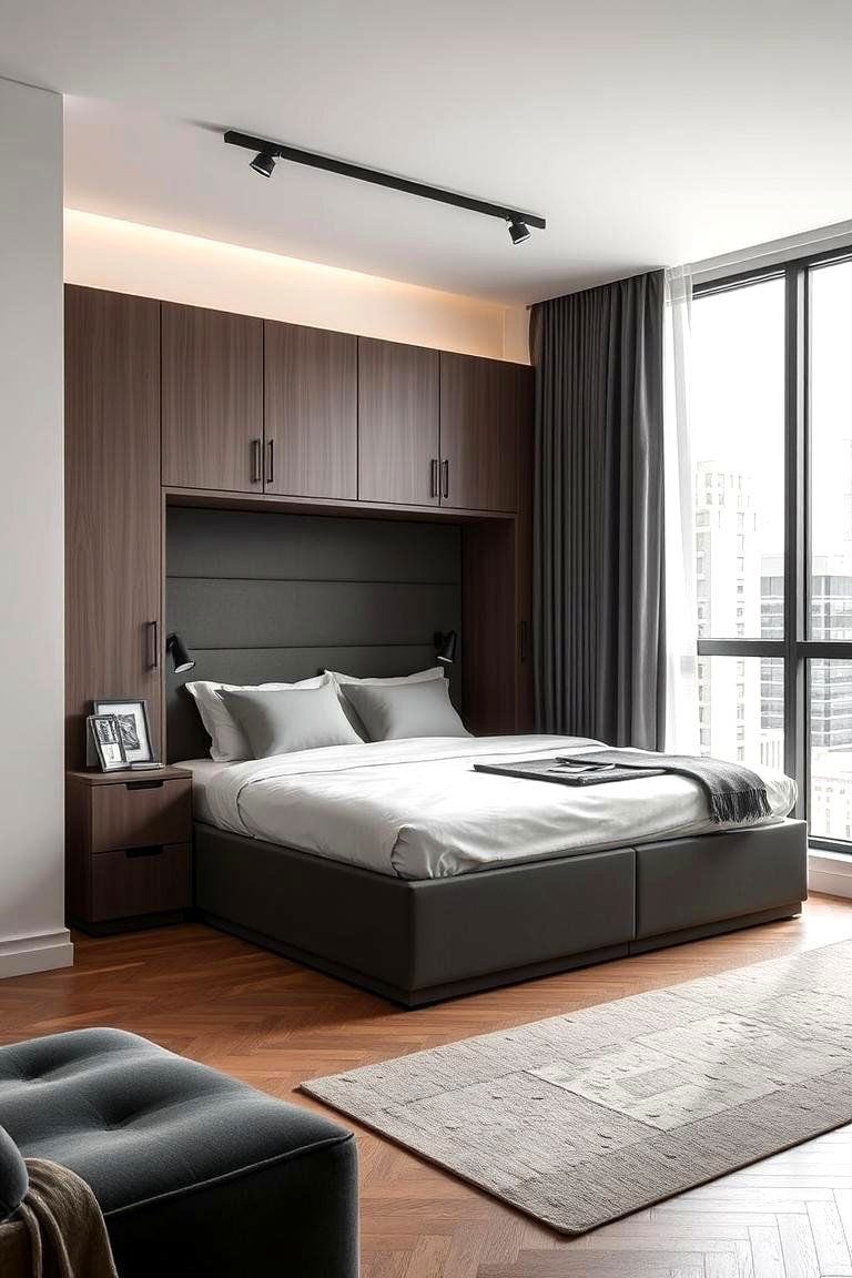 Chic Urban Corner Bed with Sleek Lines - 24 Corner Bed Ideas