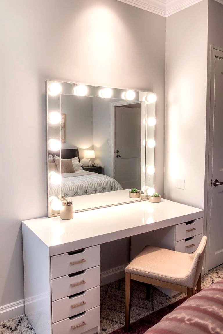 Chic Vanity and Mirror Setup - 24 Glam Bedroom Ideas