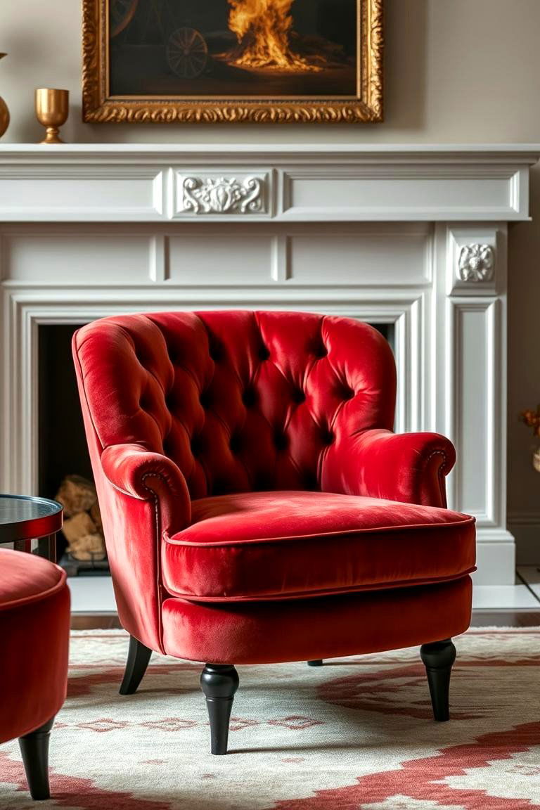 Chic Velvet Chair - 24 Chairs in Front of Fireplace Ideas