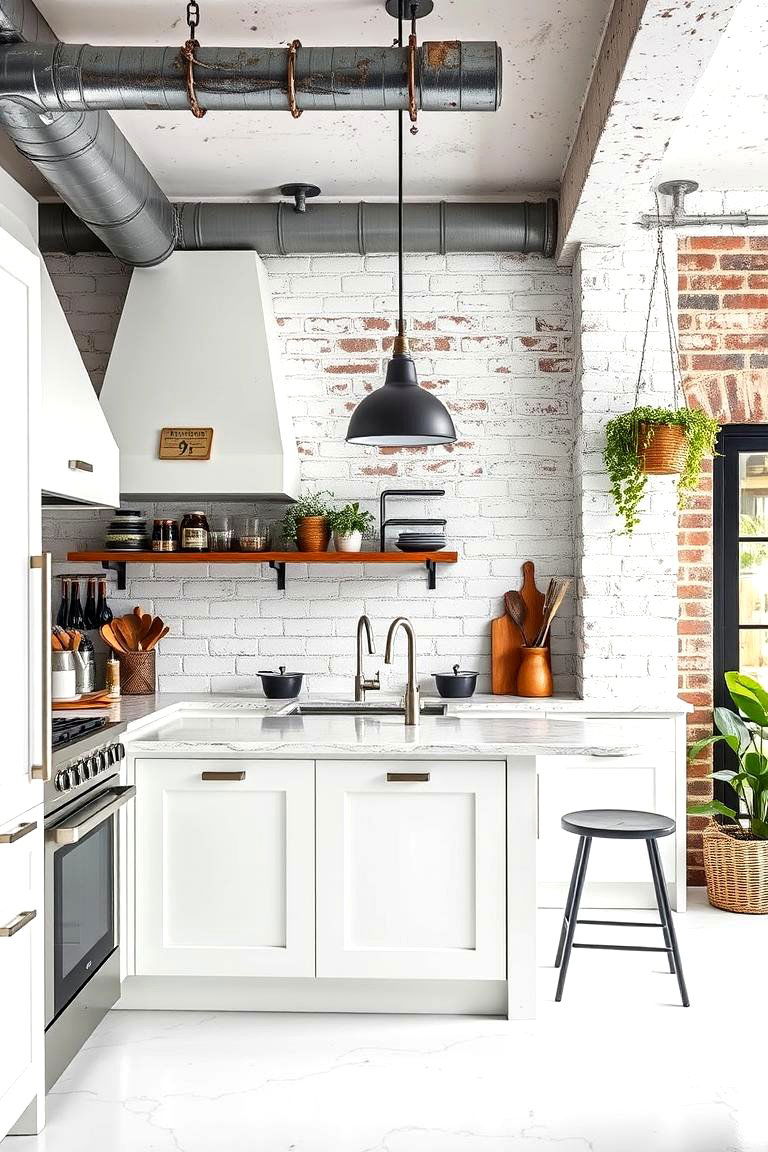 Chic White Industrial Kitchen - 24 White Kitchen Ideas