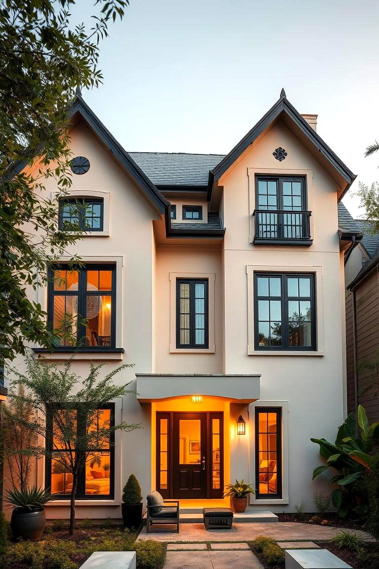 Chic and Comfortable Outdoor Spaces - 24 beige and black house exterior ideas