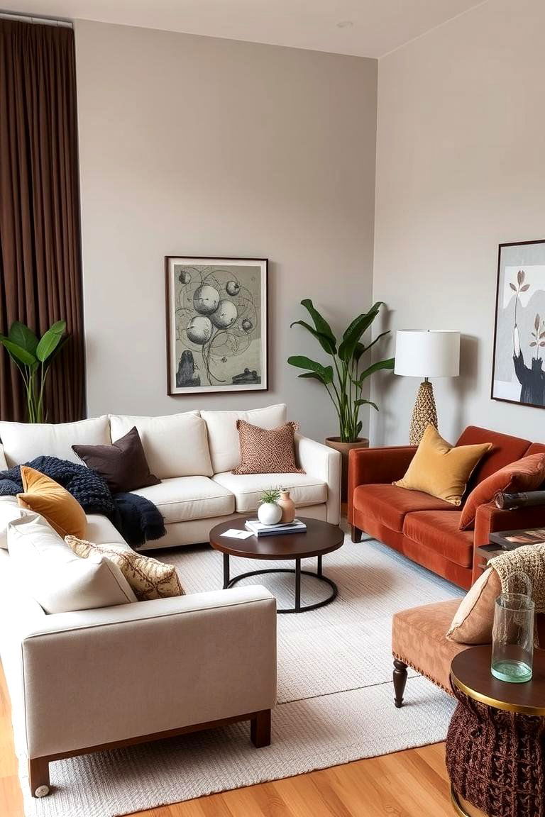 Chic and Comfy Combo - 24 Mismatched Sofas in Living Room Ideas