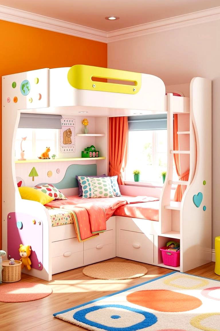 Child Friendly Corner Bed with Playful Design - 24 Corner Bed Ideas
