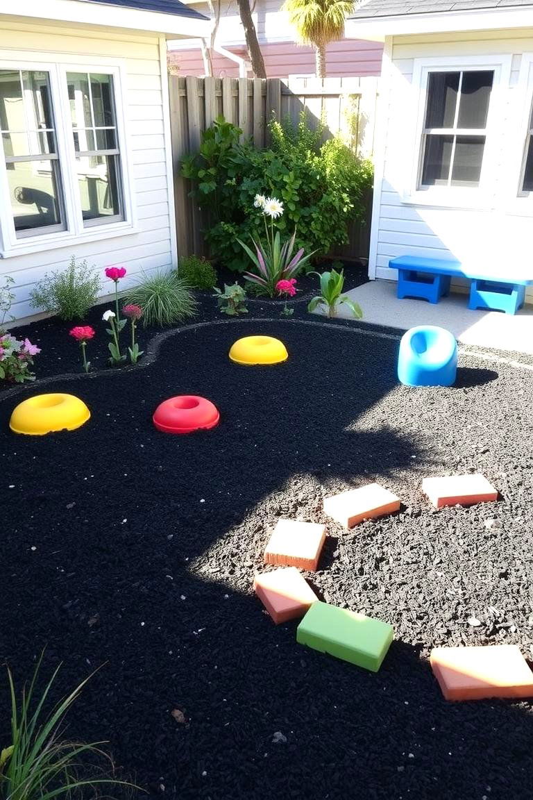 Child Friendly Outdoor Space - 24 Black Mulch Landscaping Ideas