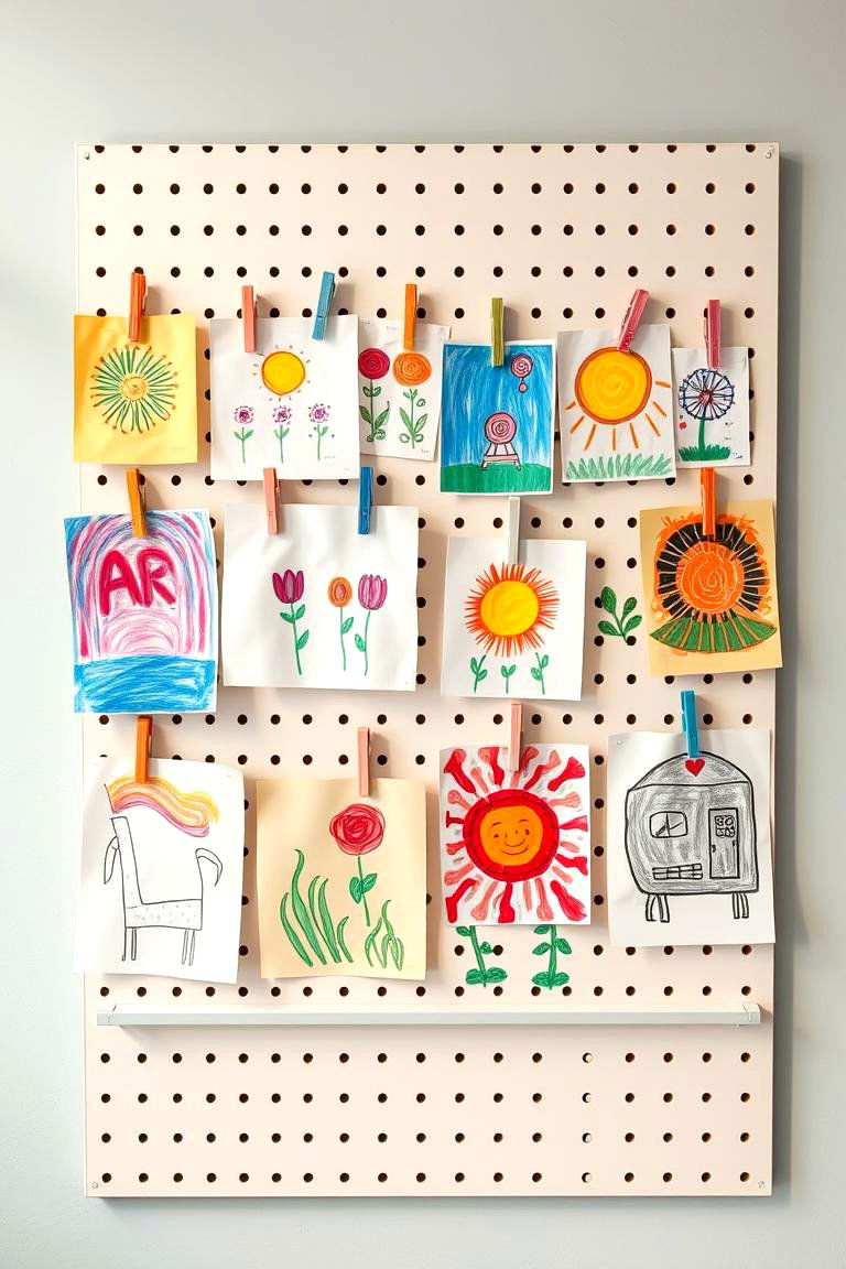 Childrens Art Display - 24 Pegboard Ideas