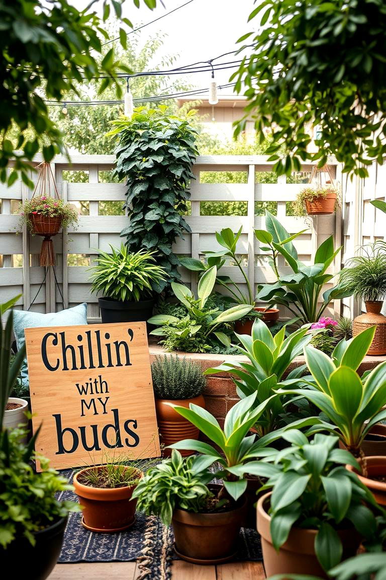 Chillin with My Buds - 24 Funny Garden Sign Ideas