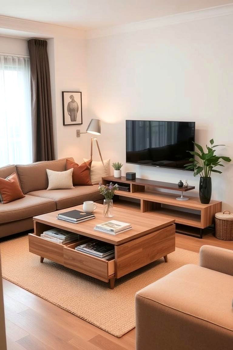 Choose Multi Functional Furniture - 24 Awkward Living Room Layout Ideas