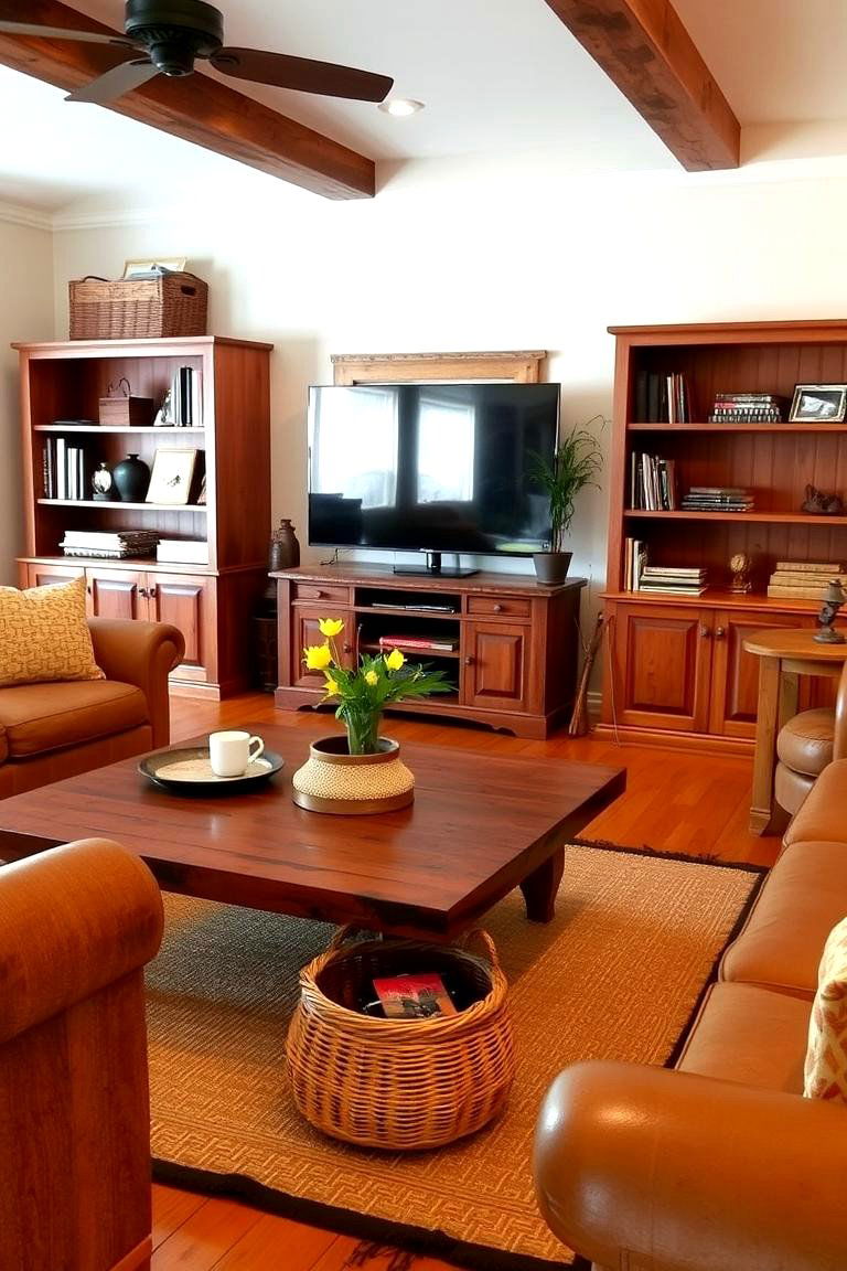 Choose Rustic Wooden Furniture - 24 Cottage Living Room Ideas