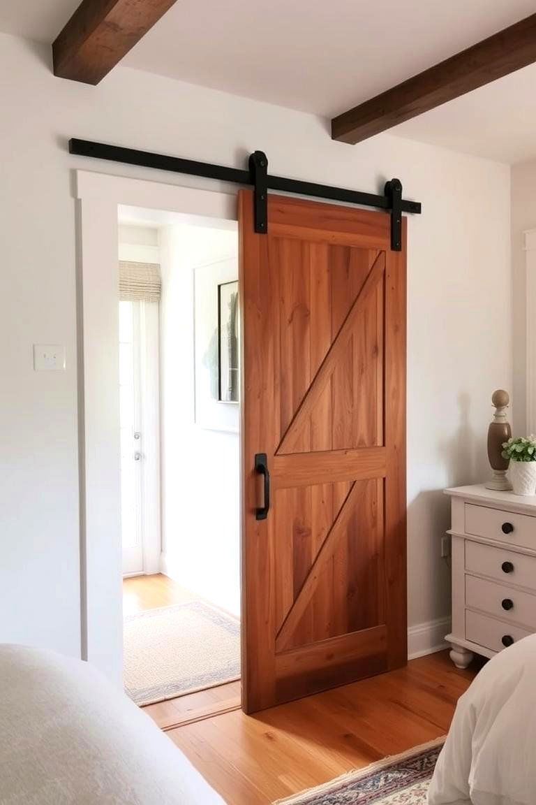 Choose a Barn Door for a Rustic Entrance - 24 Farmhouse Bedroom Ideas
