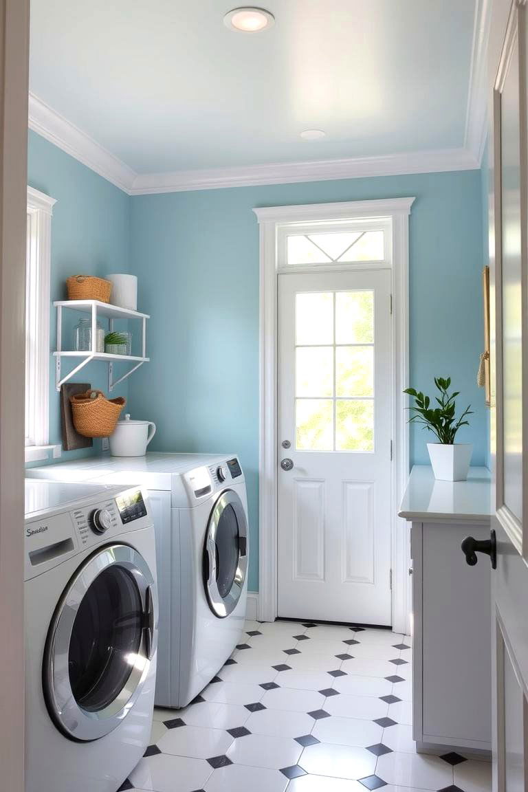 Choose a Bright and Cheerful Paint Color - 24 Laundry Room Decor Ideas
