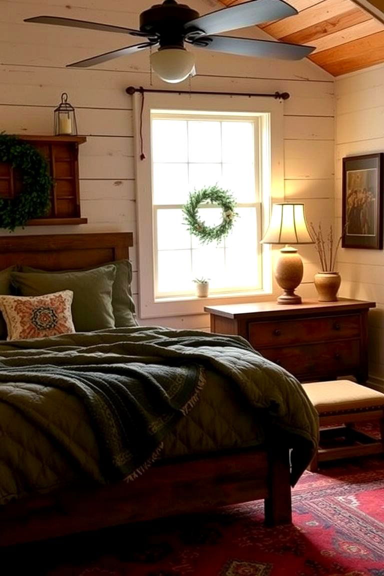 Choose a Rustic Color Palette for Accents - 24 Farmhouse Bedroom Ideas