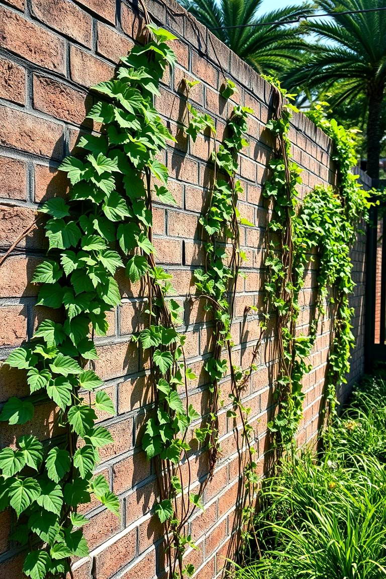 Cinder Block Fence with Climbing Vines - 24 Cinder Block Fence Ideas