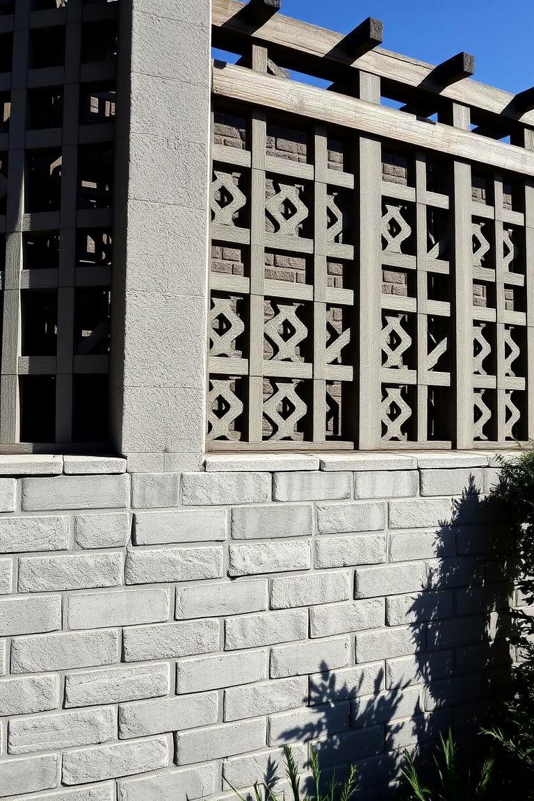 Cinder Block and Lattice Fence - 24 Cheap Privacy Fence Ideas