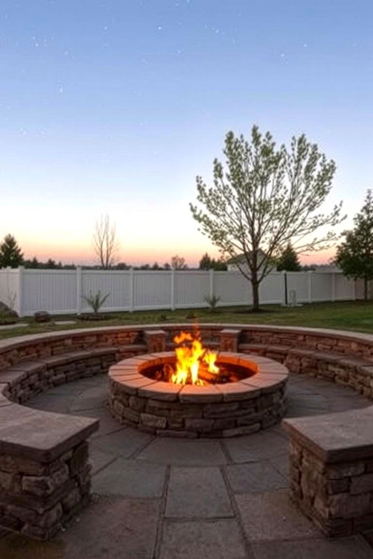 Circular Fire Pit with Surrounding Seating - 24 Boulder Fire Pit Ideas