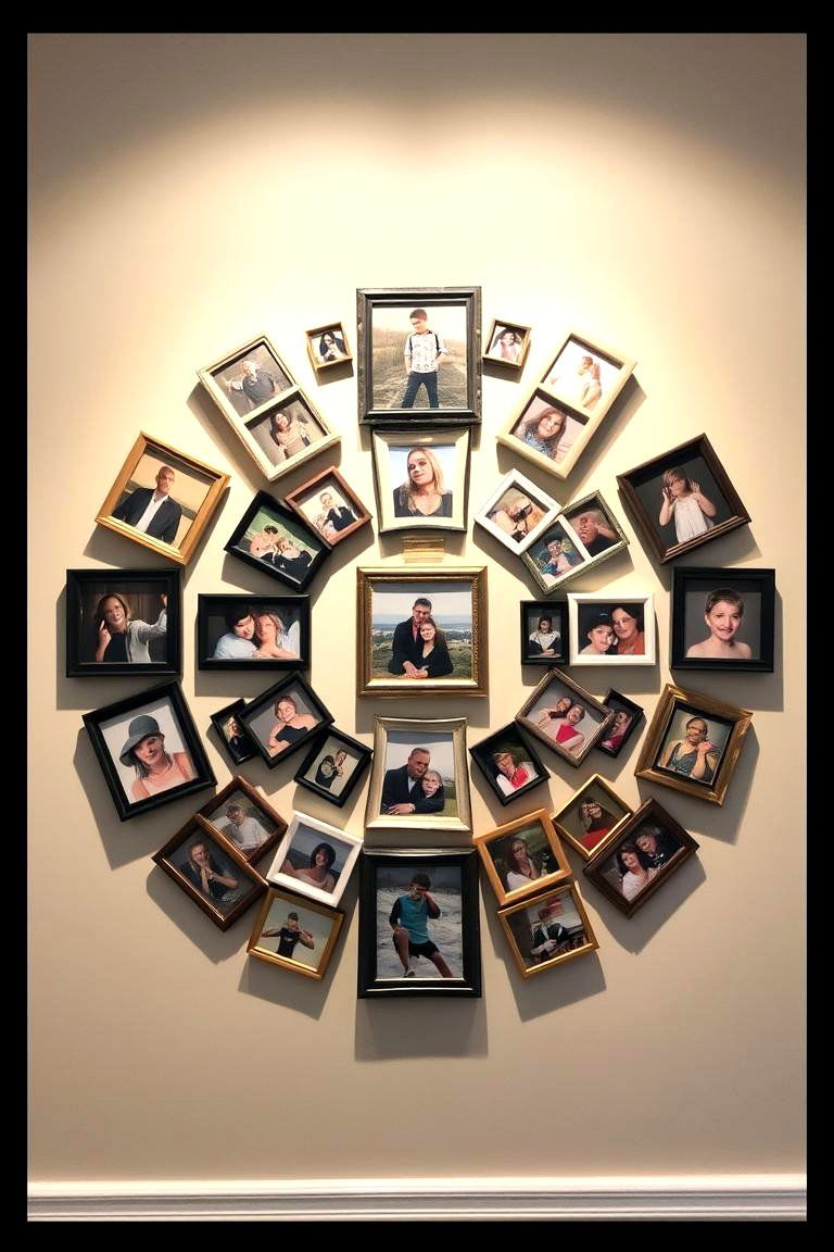 Circular Photo Wall Arrangement - 24 Family Picture Wall Ideas
