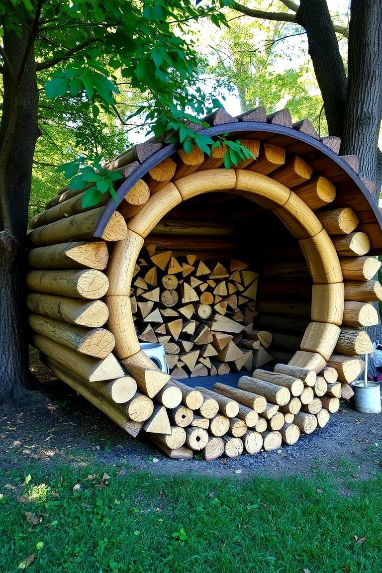 Circular Wood Shed for a Unique Look - 24 wood shed ideas