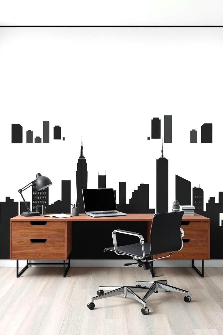 Cityscape Silhouette Wallpaper - 24 Office Wallpaper Ideas