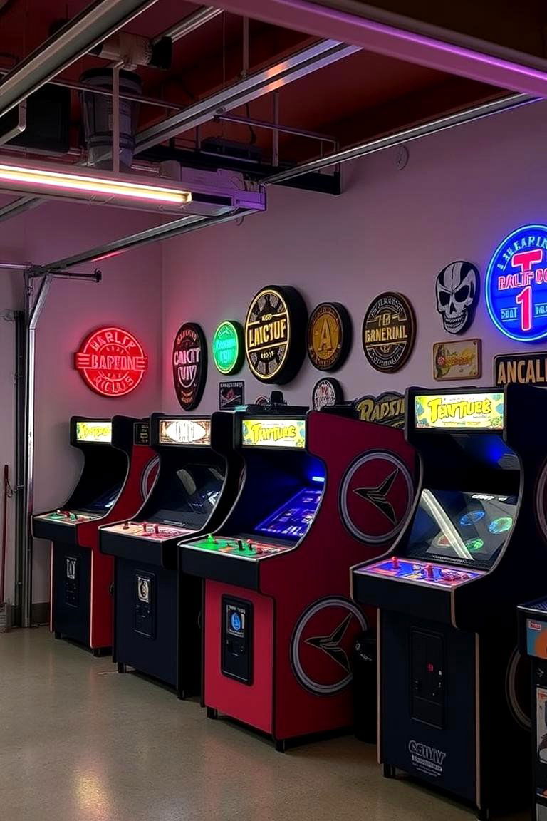 Classic Arcade Setup - 24 Garage Game Room Ideas