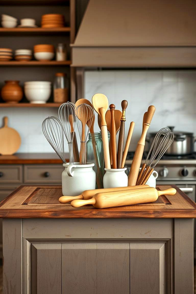 Classic Baking Utensil Display - 24 Kitchen Island Centerpiece Ideas