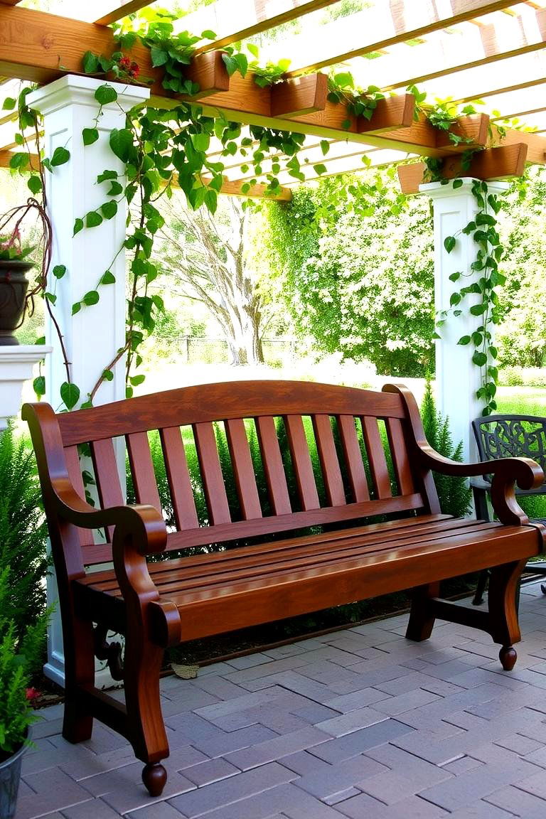 Classic Bench with Armrests for Added Comfort - 24 Front Porch Bench Ideas