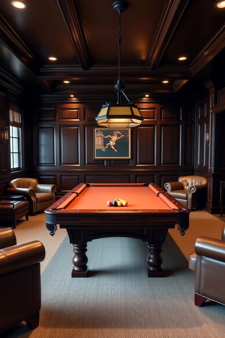 Classic Billiard Room with Rich Wood Accents - 24 Pool Table Room Ideas