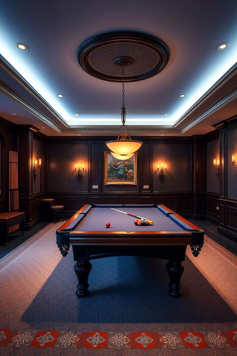Classic Billiards Room - 24 Black Man Cave Ideas