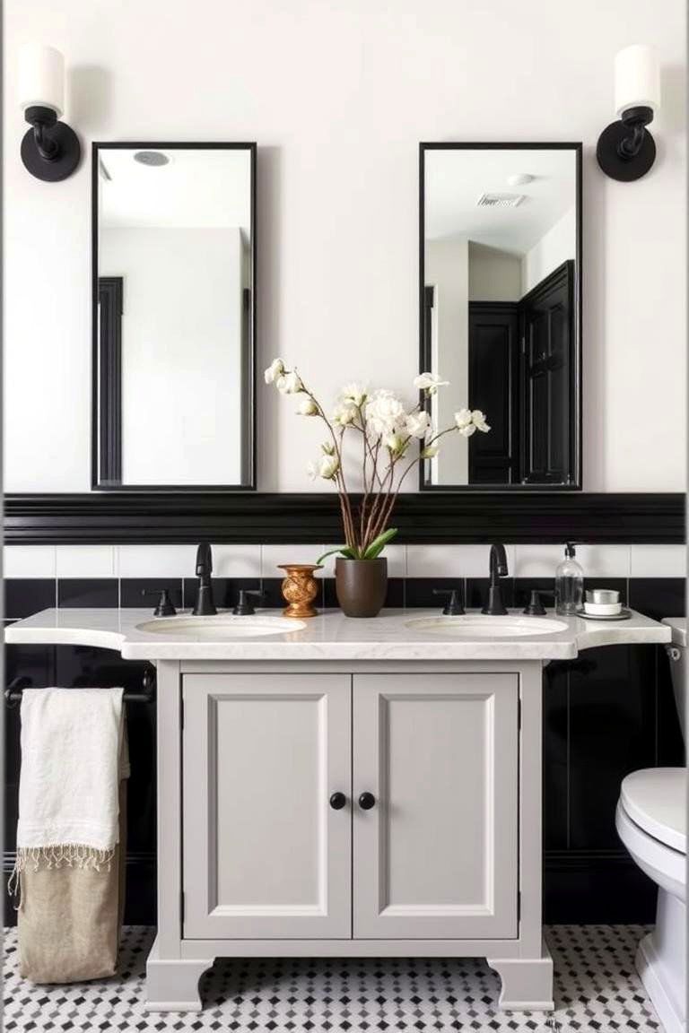 Classic Black Accented Details - 24 Black Bathroom Ideas