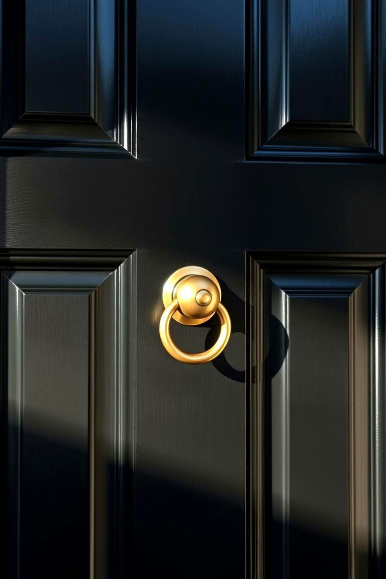 Classic Black Door with Brass Knob - 24 Black Front Door Ideas