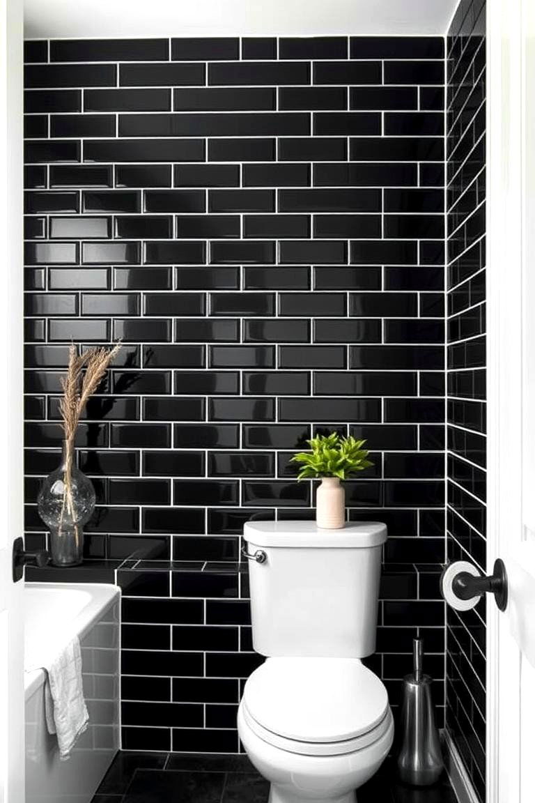 Classic Black Subway Tiles - 24 Black Tile Bathroom Ideas