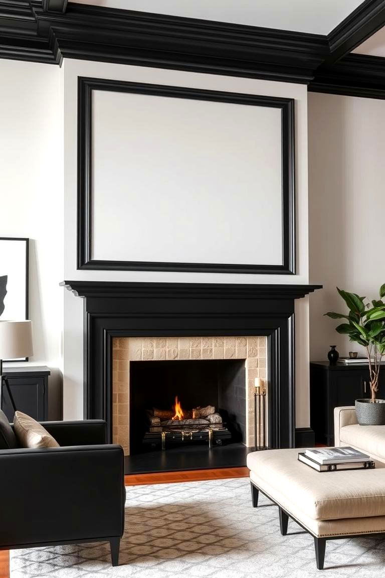 Classic Black Surround with Modern Touches - 24 Fireplace Wall Ideas