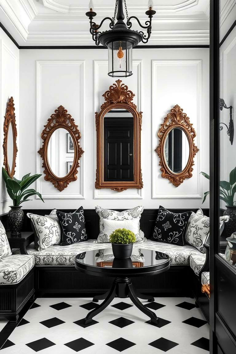 Classic Black and White Accents - 24 Black and White Boho Living Room Ideas