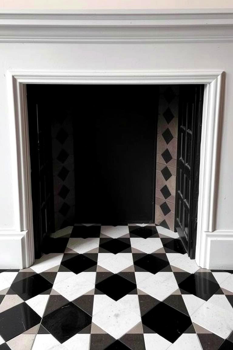 Classic Black and White Combo - 24 Fireplace Tile Ideas