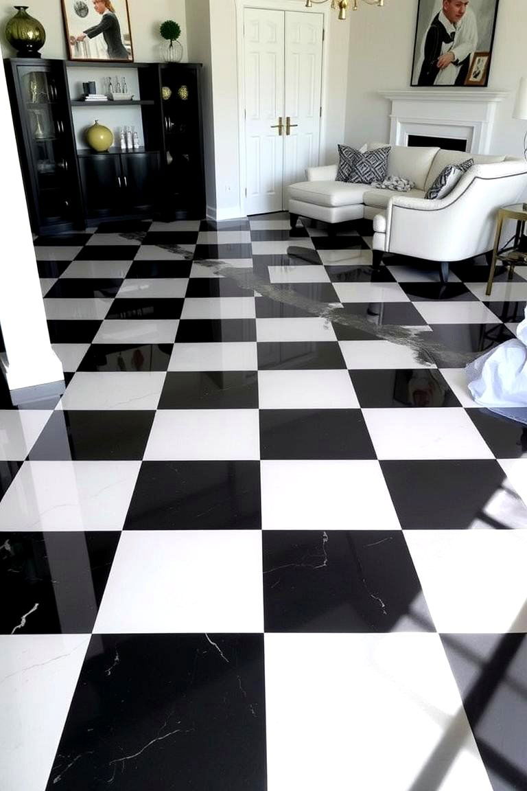Classic Black and White Epoxy Floors - 24 Epoxy Floor Designs